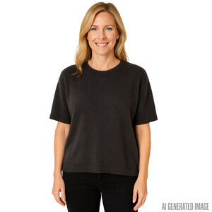 Aqua Bloomingdale’s 100% Cashmere Crewneck Short Sleeve Sweater Black XL NWT